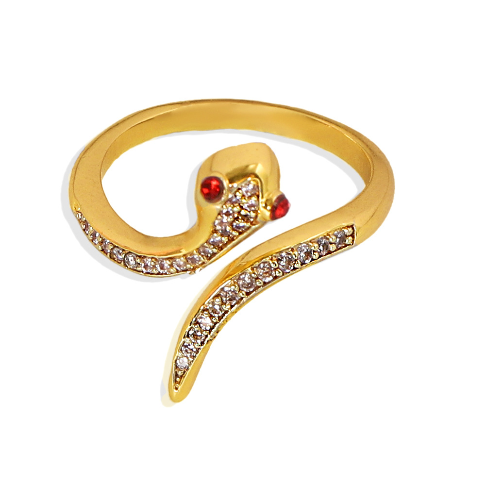 Silver Transparent Diamonds Inlaid Snake-shaped Opening Copper Inlaid Zirconium Ring Wholesale Nihaojewerly display picture 4