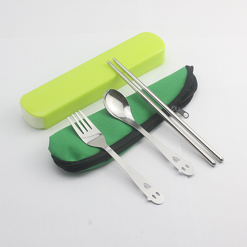 水果叉子勺子不鏽鋼餐具卡通笑臉叉勺促銷餐具套裝 定制logo