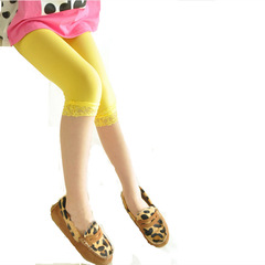 春夏款蕾絲兒童七分打底褲 女童天鵝絨五分花邊連褲襪 廠家批發