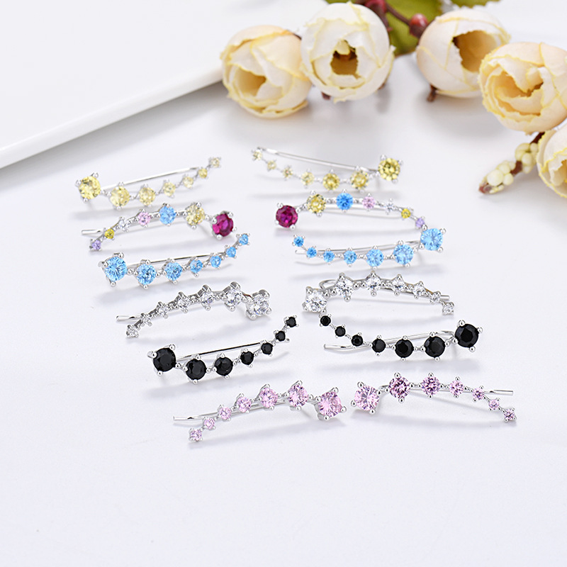 1 Paire Glamour Couleur Unie Placage Incruster Argent Sterling Zircon Boucles D'oreilles display picture 3