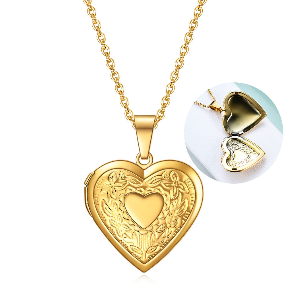 11g Weight Simple Style Heart Shape Titanium Steel Plating Metal Necklace