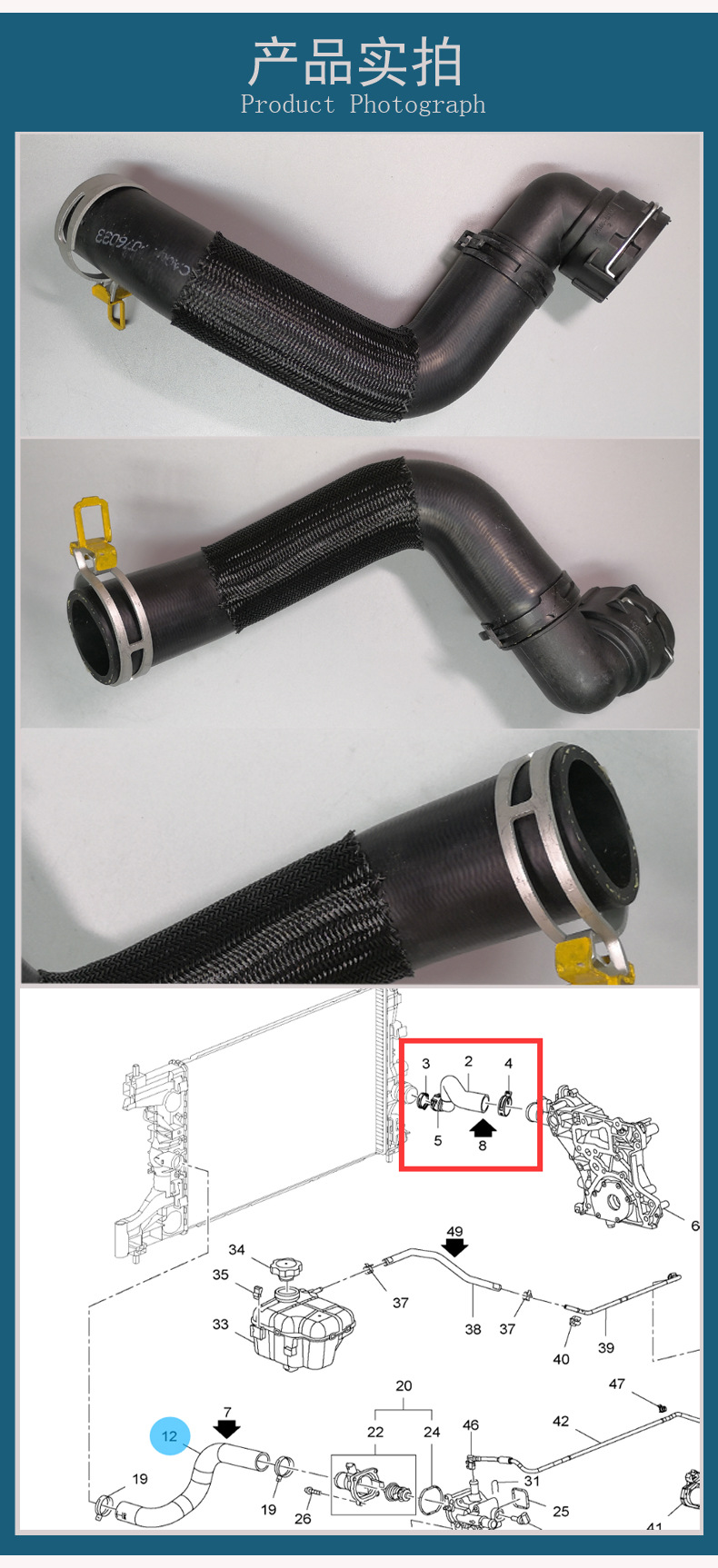 9076033 Is Suitable for Buick Cruze and Excelle Radiator Outlet Hose, Car Parts