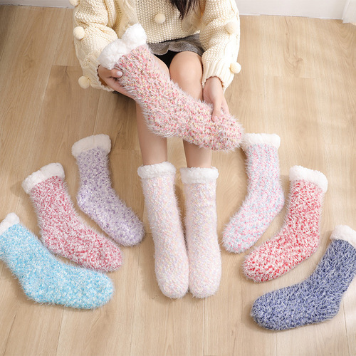 Adult Snow Socks Floor Socks Sleep Socks Carpet Socks Winter Home Warm Thick Fleece Slippers Socks for Girls and Boys