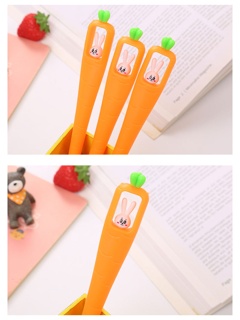 Creative Carrot Gel Pen Cartoon Rabbit Fountain Pen Cute Stationery Office Supplies Roller Pen display picture 2