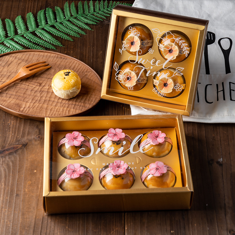 透明PET抽屉盒月饼蛋黄酥雪花酥牛轧饼包装盒4粒6粒金卡包装盒