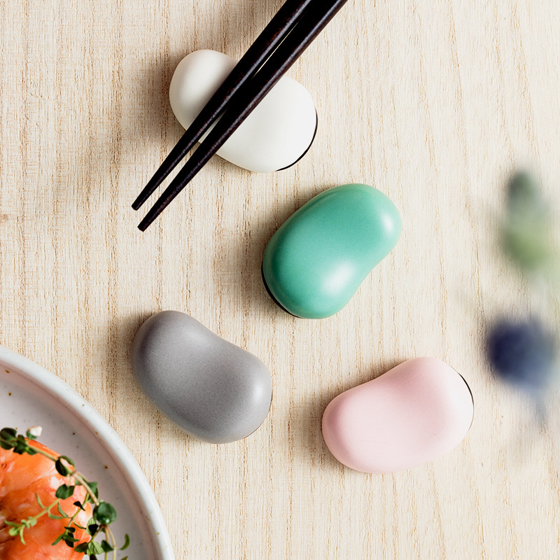Sean Edamame Chopsticks Rack Ceramic Dining Table Cute Chopstick Holder Spoon Chopstick Stand Home Use Chopstick Rest