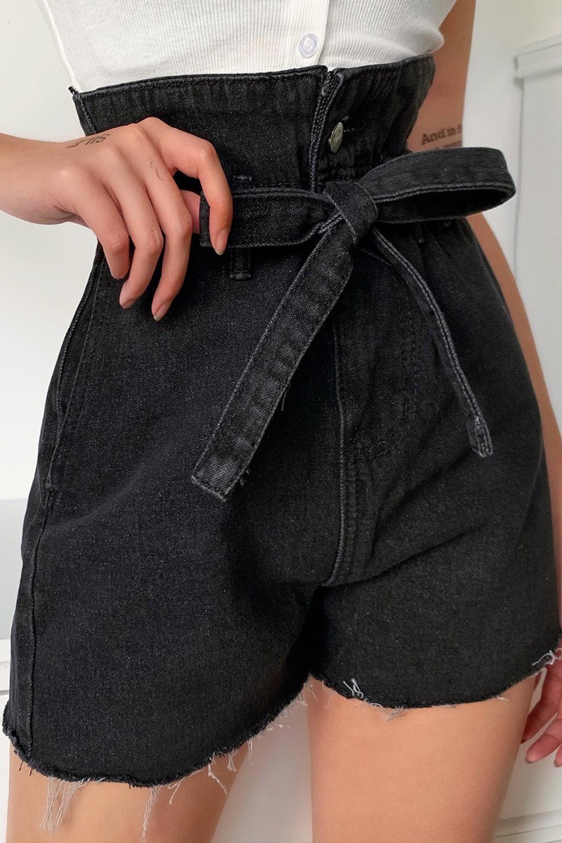 high waist dark all-match denim shorts NSXE35590