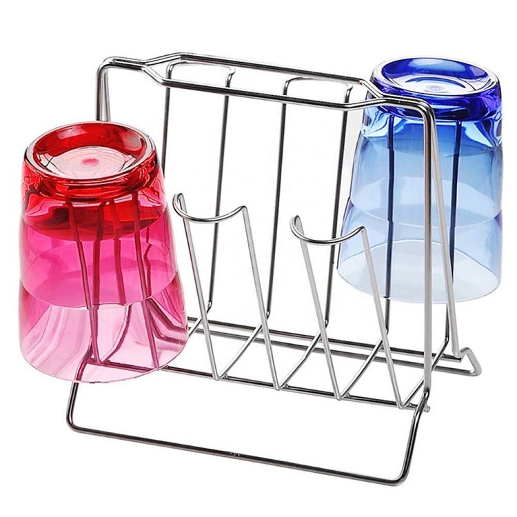 金属电镀杯子架 带提手杯子干燥储藏架 杯子展示架定制