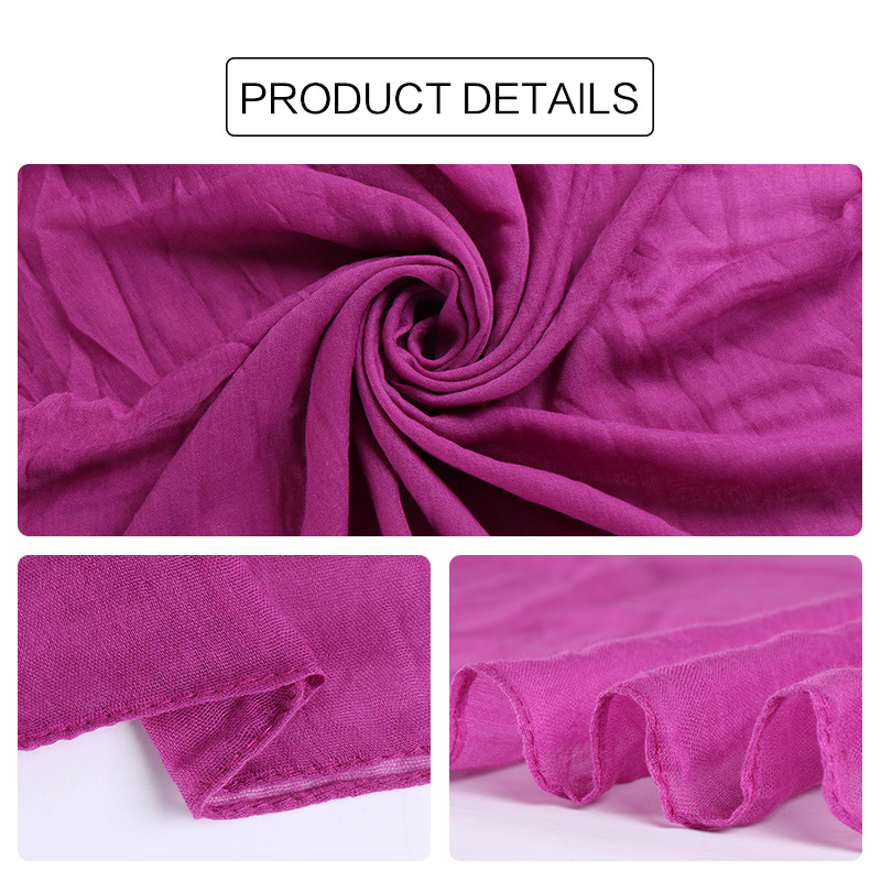 Women's Simple Style Solid Color Voile Sewing Cotton Linen Scarves display picture 6