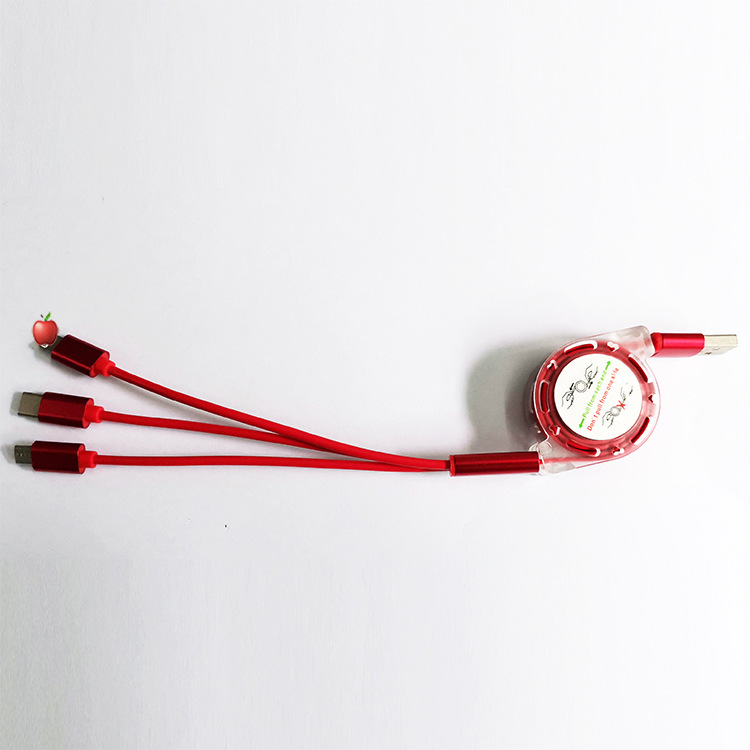 Factory wholesale, one-piece consignment gift, retractable data cable, logo, one-to-three retractable data cable, charging cable pic 8