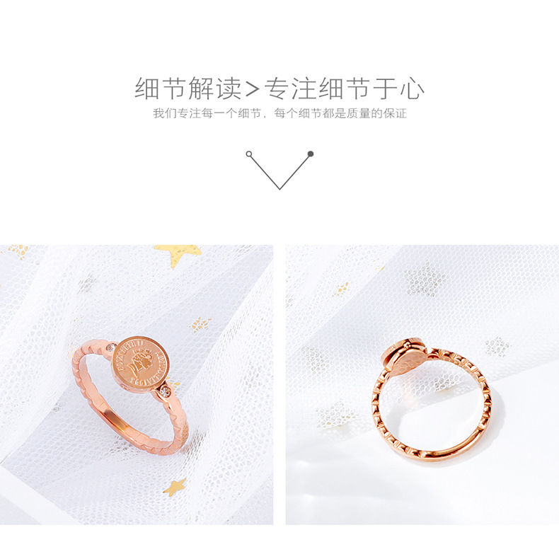 New Rose Gold Stainless Steel Diamond Ring Retro Style Queen Coin Wild Jewelry Wholesale Nihaojewelry display picture 5