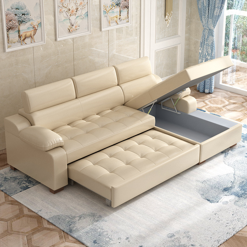 Art de cuero plegable de doble uso sofá cama de alta calidad sofá de esquina de almacenamiento tipo pequeño sofá cama multifuncional combinación