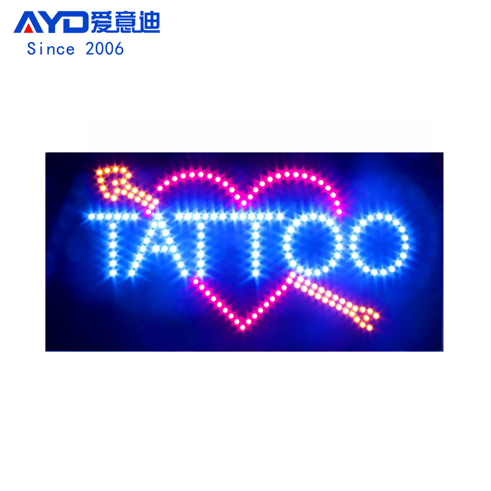 厂家店铺灯箱LED广告牌纹身指示牌标识 LED Tattoo Sign 24x48cm
