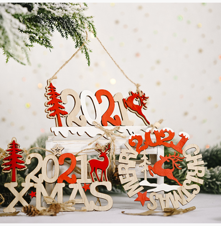 Christmas Decoration Letter Card Wooden Pendant display picture 9