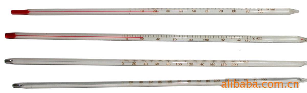 玻璃温度棒100、150度红色酒精200 300度水银温度计