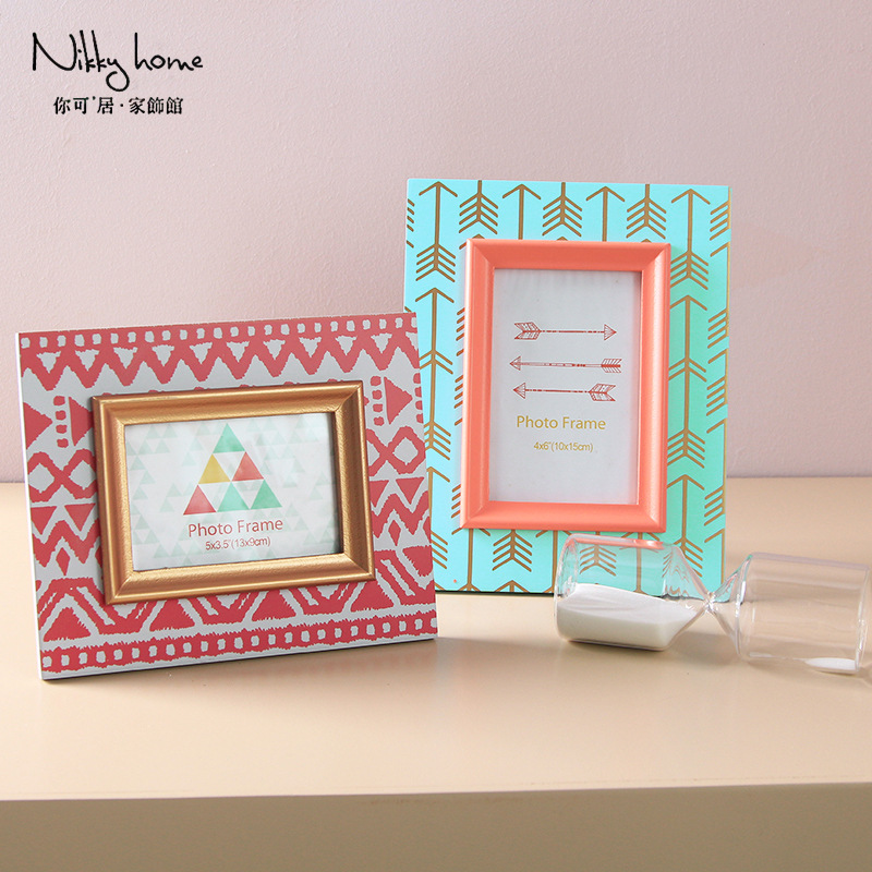 北欧几何相框摆台 创意照片框儿童相架装裱挂墙可爱个性画框摆件|ms