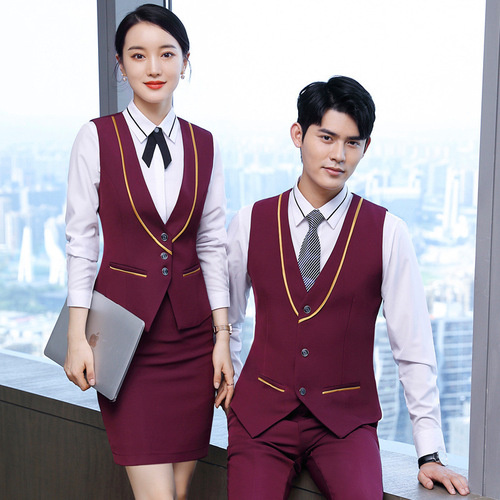 Autumn and winter hotel front desk cashier professional attire female vest suit ktv beautician catering waiter work clothes