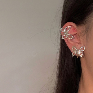 earrings bling ballroom latin dance jewelry sweet Rhinestone Butterfly ear clip versatile ear bone clip cool