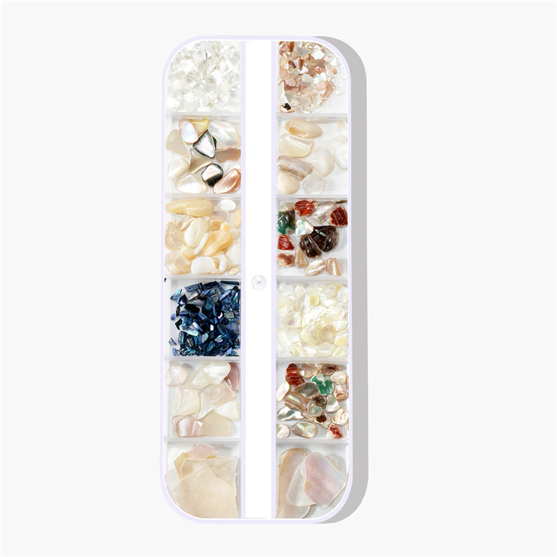 12-color mixto manicura Shell pieza joyería tira caja mezclada ultra-delgada fragmentos abulón japonés Internet celebridad mismo estilo