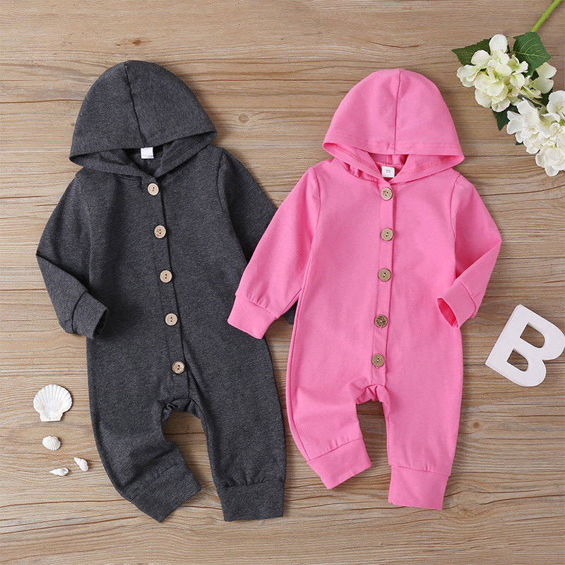 2021 new baby hooded one-piece long-slee...