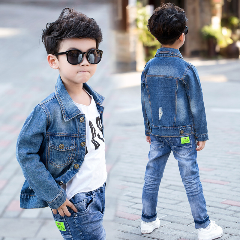 童装2020春季新品时尚韩版破洞磨白男童牛仔外套儿童秋装外套批发|ru