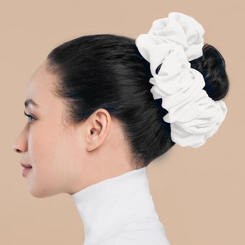 Cross-border Malaysia single-color pearl chiffon bun hair tie large pure color base flower colon hair tie for women