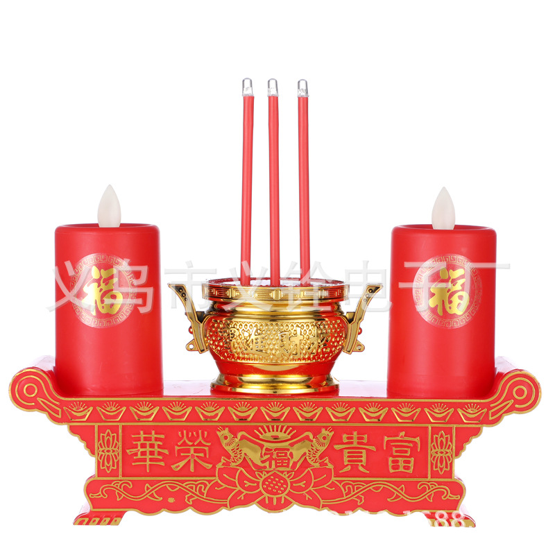 厂家直销led仿真蜡烛烛台结婚喜事供佛烛台摇摆电子香炉
