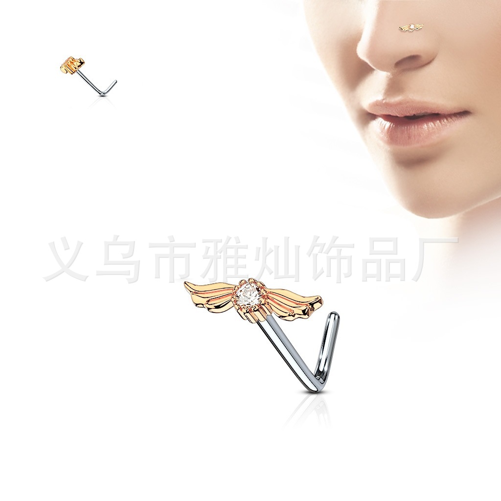 Nose piercing, angel wings