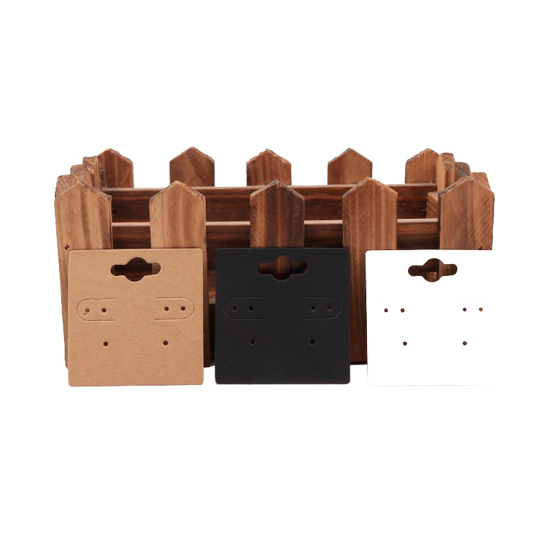 KOMEE新款牛皮纸耳环耳钉卡纸黑白棕六孔耳饰耳夹包装卡纸印logo