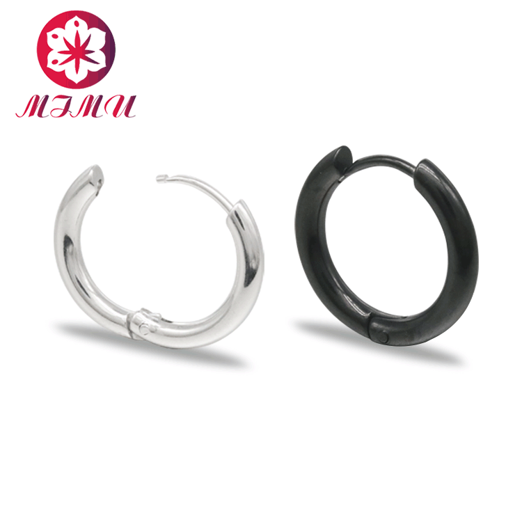 Japanese and Korean men's earrings stainless steel coil earrings female Korean version of simple ear clips hip hop titanium steel ear buckle