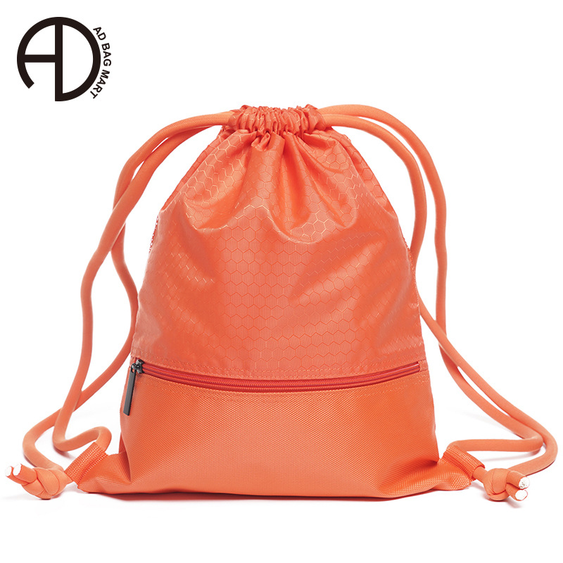 定制涤纶600D足球纹束口袋防水拉绳袋双肩背包袋折叠礼品袋印logo