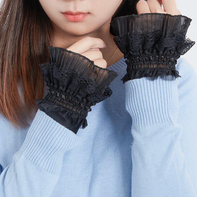 Women's Fake Sleeves All-match Sweater Sweater Inner Sleeves Women's Lace Lace Fake Cuffs Decorative Ribbon Shirt Sleeves