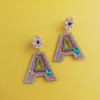 Crystal earings, earrings with letters, English letters, European style