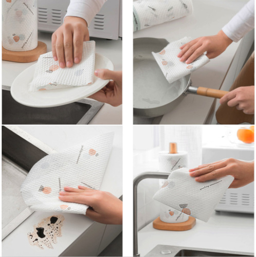 Kitchen paper, disposable dishwashing rags, cleaning supplies, non-woven fabrics, water-absorbent, non-stick oil, wet and dry paper towels