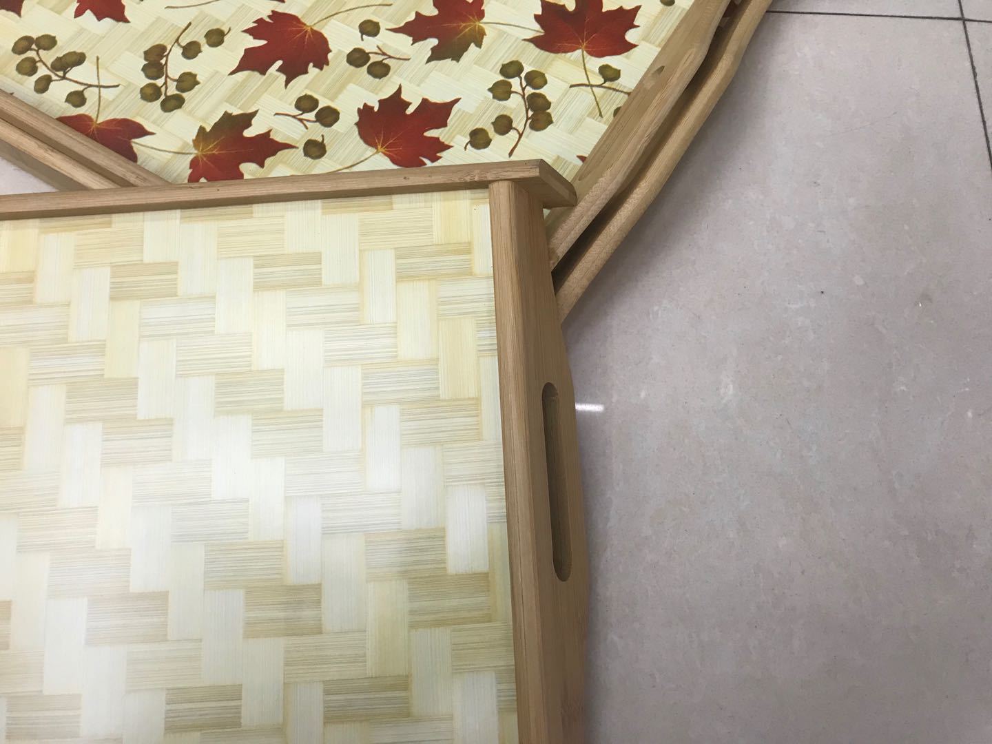 Jiehao Bamboo Distillery tray, restaurant plate, fruit plate, household three-piece set, angled double-ear tray detail image 4