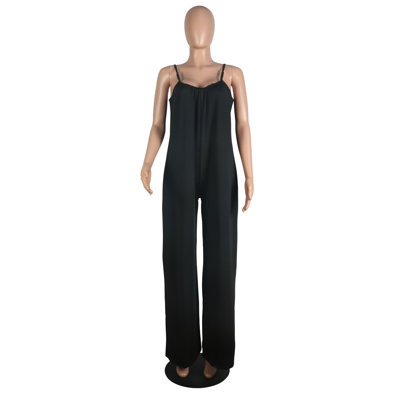 Sexy Sling Solid Color Wide Leg Jumpsuit