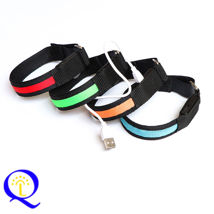 Factory wholesale Outdoor night run USB Charging arm band LED luminescence Bracelet Arm belt Custom Printing logo