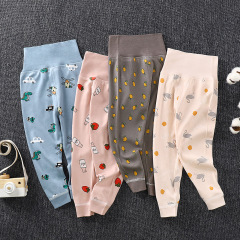 Spring and Autumn Children's Pure Cotton Long Pants Baby High Waist Guard Pants Infant Open Panties Boys and Girls Underwear Sleep Pants 