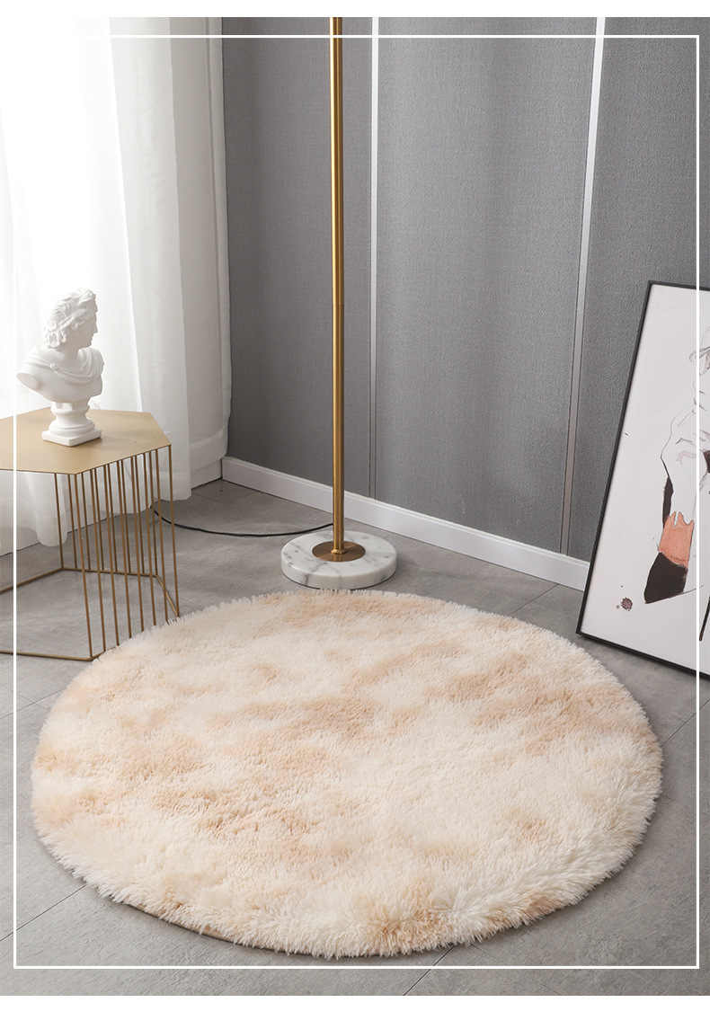 渐变丝毛地毯,扎染地毯,客厅门垫,卧室地毯,圆形地毯,长毛垫