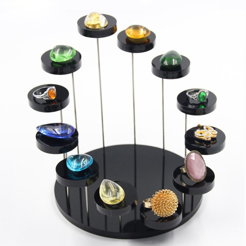 Hot selling acrylic ring jewelry display stand three-layer round jewelry rotating ring display stand display stand