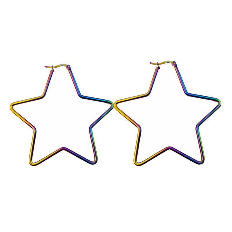 Cross border Explosive money Stainless steel Five-pointed star Colorful Earrings Hoop Amazon Earrings Manufactor Direct selling