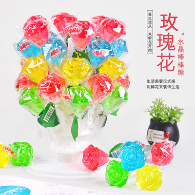 36G大玫瑰花棒棒糖水晶硬糖網紅花束情侶婚慶年貨節閨蜜糖果禮物