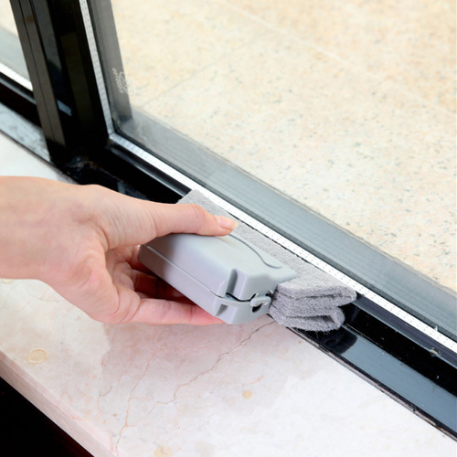 Japanese style window groove cleaning brush. Window groove cleaning tool. Small brush for sweeping grooves. Brush for cleaning window sill gaps.