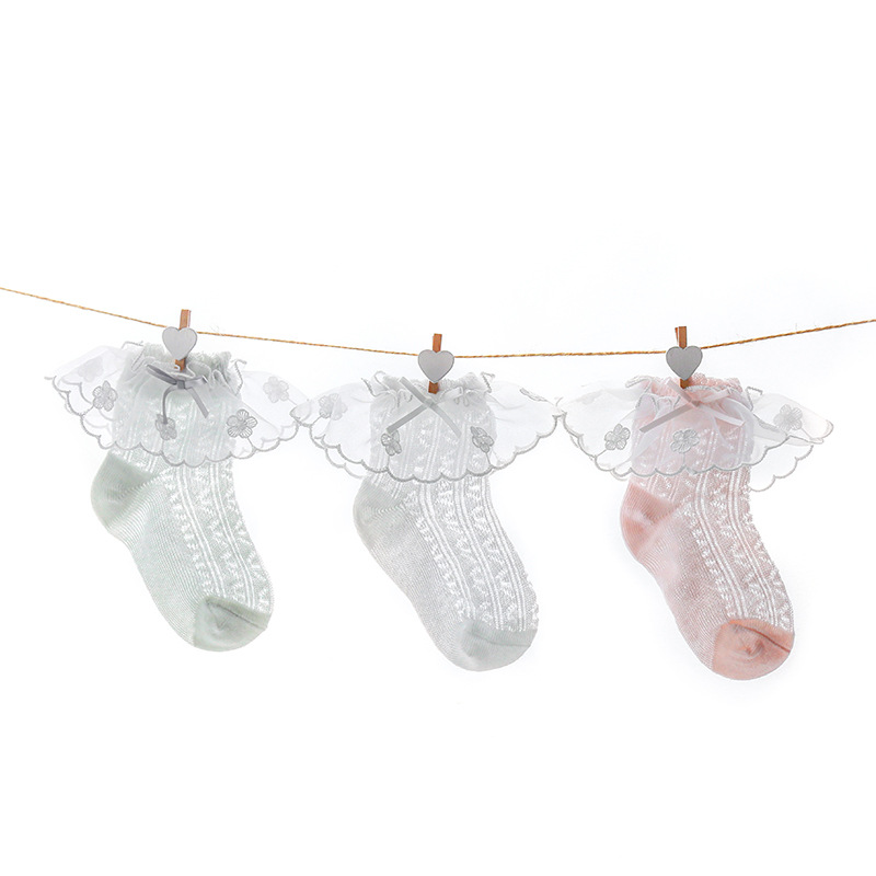 2020 nuevos calcetines de bebé de malla calcetines de encaje de arco calcetines de niña calcetines para niños verano Delgado