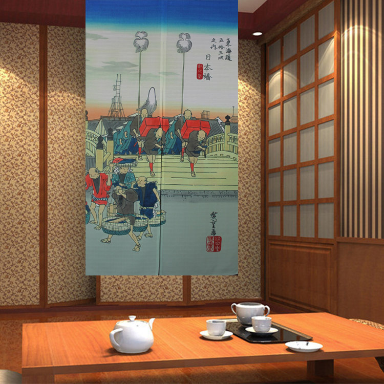 Factory direct Japanese fabric digital printing curtain Japanese Bridge thickened wholesale and retail retro Factory direct Japanese fabric digital printing curtain Japanese Bridge thickened wholesale and retail retro