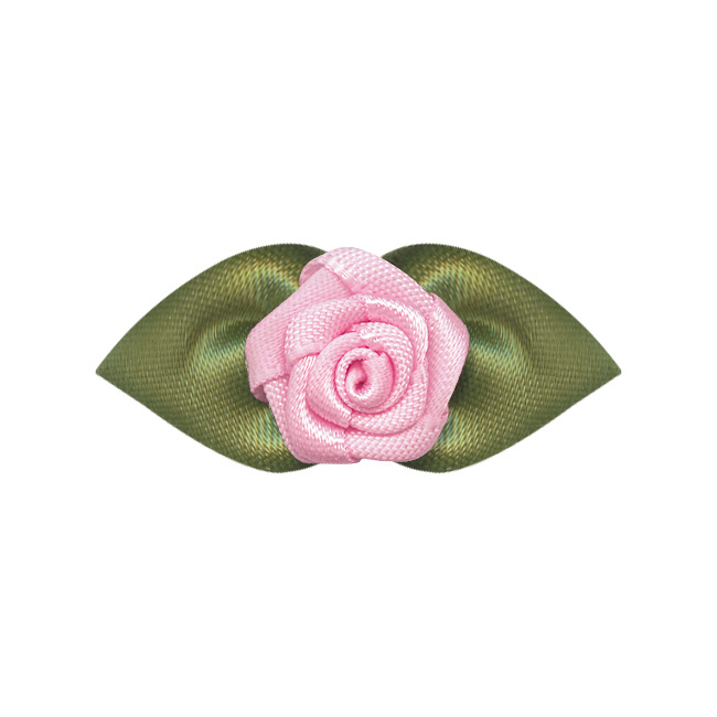 Yao Ming cinta hecha a mano con hojas cinta Rosa Ropa Accesorios para el cabello decoración rosa melocotón corazón hoja pequeña flor