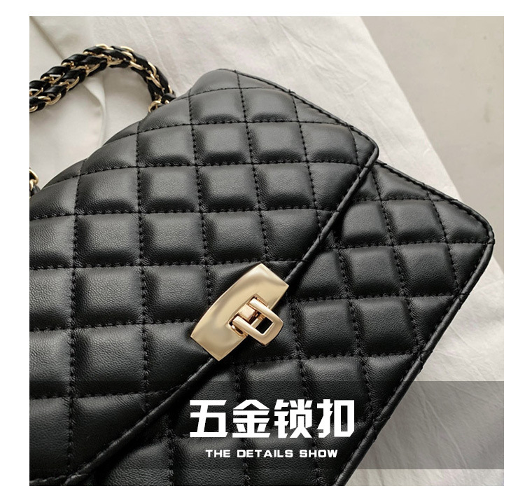 Autumn New Rhombus Quilted Flap Large-capacity Shoulder Embroidered Thread Chain Bag display picture 6