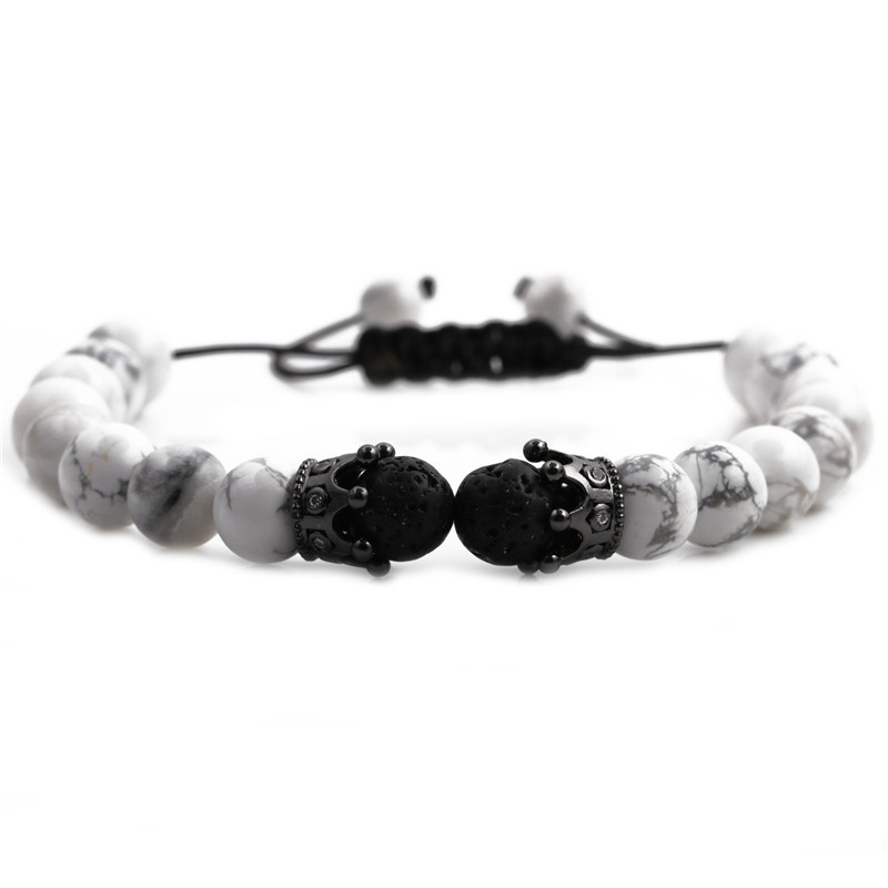 White Pine Volcanic Stone Crown Braided Bracelet display picture 2