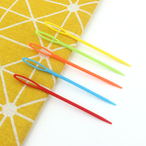 Colored plastic sewing needles, hand sewing needles, large eye knitting needles, children's safety needles, DIY knitting, factory direct sales