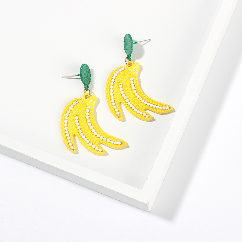 Korea Candy Color Fruit Banana Strawberry Lemon Childlike Girls Alloy Earrings display picture 6